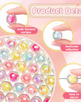 126 Pcs Shiny AB/UV Color Acrylic Faceted Beads 15Mm Beads 7 Colors Mixed Lots DIY Acrylic round Bubble Beads for Pen Jewelry Bracelet Making Gifts Beadable Pens Beads(Colorful)
