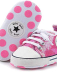 Unisex Baby Boys Girls High Top Sneaker Soft Anti-Slip Sole Newborn Infant First Walkers Canvas Denim Shoes