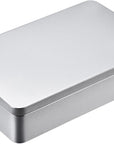1 Pack 8.5 by 5.3 by 1.9 Inch Silver Rectangular Empty Tin Box Containers, Gift, Jewelery and Storage Tin Kit, Home Organizer