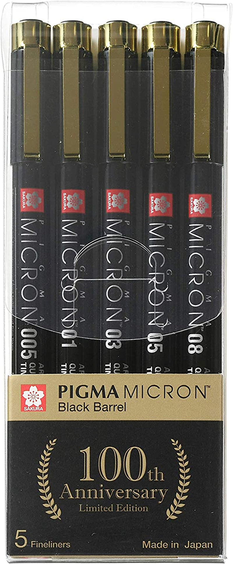 Pigma Micron Black Barrel 5 Fineliners (Set of 5)