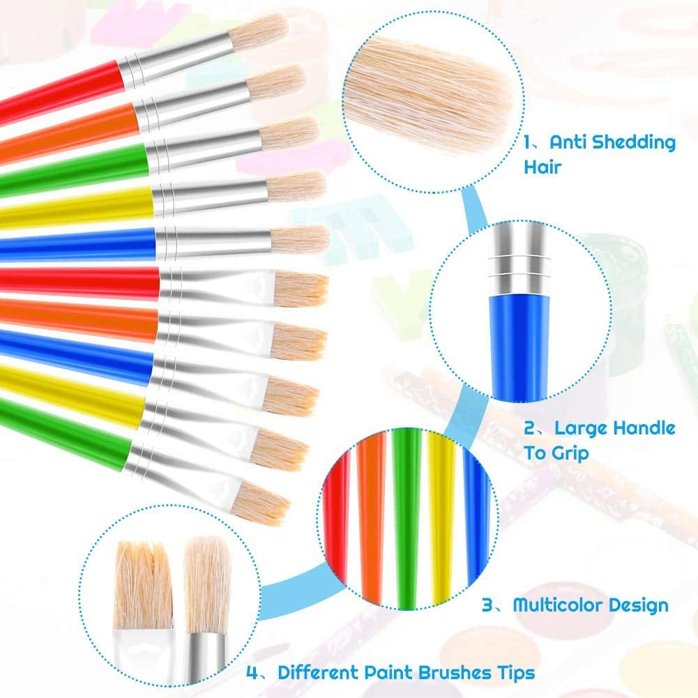 Paint Brushes,  30 Kids Paint Brushes Bulk Children Paint Brushes Set with Jumbo round Watercolor Paint Brush and Large Flat Craft Paint Brushes