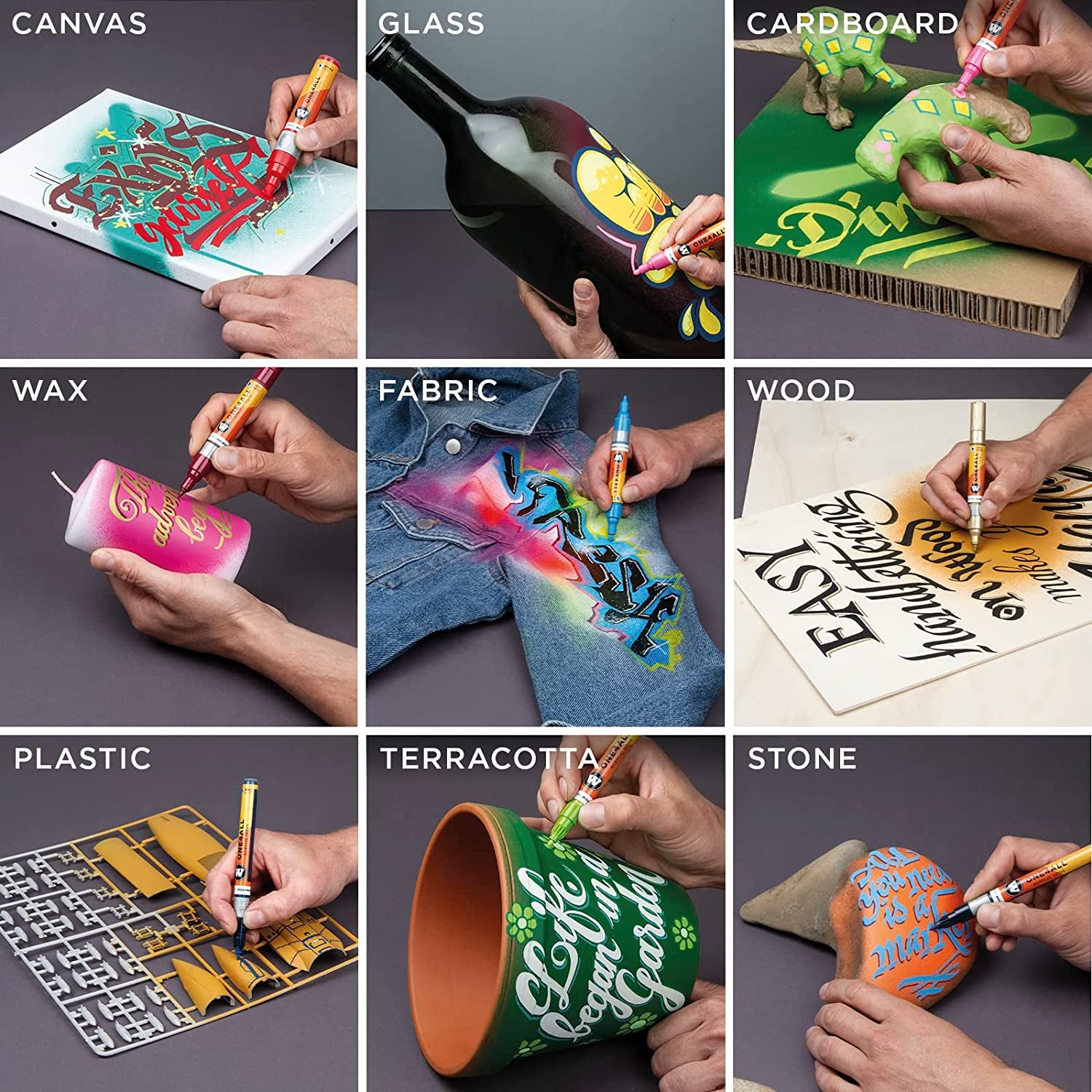 One4All 127HS Acryl Marker Basic-Set 1 (2,0 Mm Strichstärke, Hochdeckend Und Permanent, Uv-Beständig, Für Fast Alle Untergründe) 10 Stück Sortiert