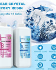 Epoxy Resin Clear Crystal Coating Kit 40Oz - 2 Part Casting Resin for Art, Craft, Jewelry Making, River Tables, Bonus Gloves, Measuring Cup, Wooden Sticks, Dropper, Gold Foil Flakes and Tweezers