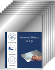 Stick on Mirror Tiles 6 X 9 Inches - Flexible Mirror Tape Sheets, Non-Glass Self Adhesive Stick on Mirror Tiles, Cut Mirror Stickers to Size, Peel and Stick, Great for Crafts and Mirror Wall