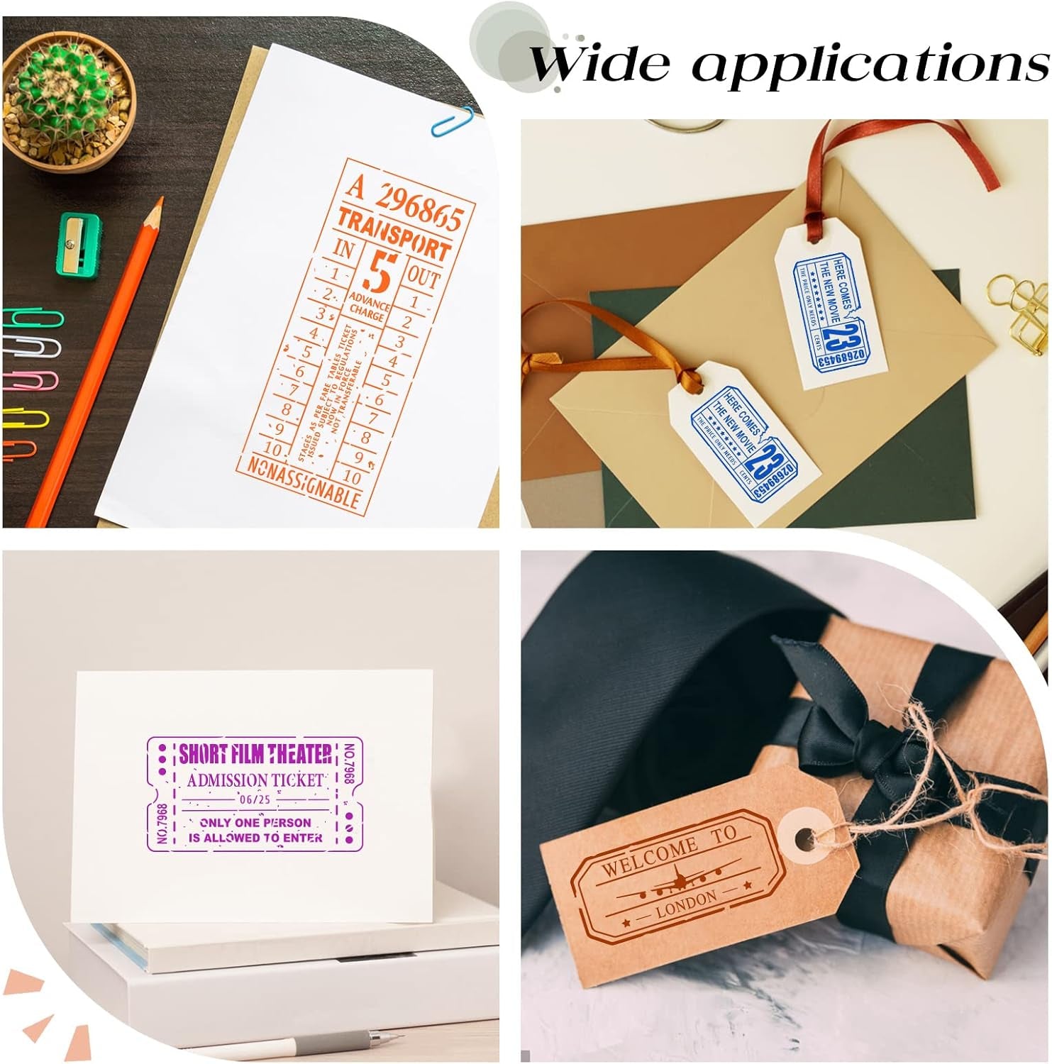 Retro Air Travel and Movie Ticket Silicone Clear Stamps Transparent Stamps for Christmas Birthday Valentine'S Day Cards Making DIY Scrapbooking Photo Album Decoration Paper Craft