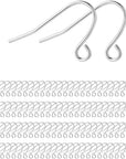 KISSPAT Silver Earring Hooks for Jewelry Making, 200 Pcs Sterling Silver Earring Hooks Ear Wires Fish Hook Hypoallergenic Earring Making Supplies Findings