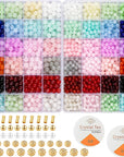 1610 PCS Glass Beads for Bracelets Jewelry Making, 24 Colors 8Mm 6Mm round Crystal Beads Bracelets Making Kits Suitable for DIY Crafts,Glass Beads for Bracelet Making Kits