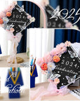 35 Pcs DIY Graduation Cap Decorations Accessory Kit, 3D Artificial Flowers 3D Butterfly Stickers Rhinestone Stickers Alphabet Letter Stickers Pearl Stickers Bowknot for Grad Hats Decor (Pink)