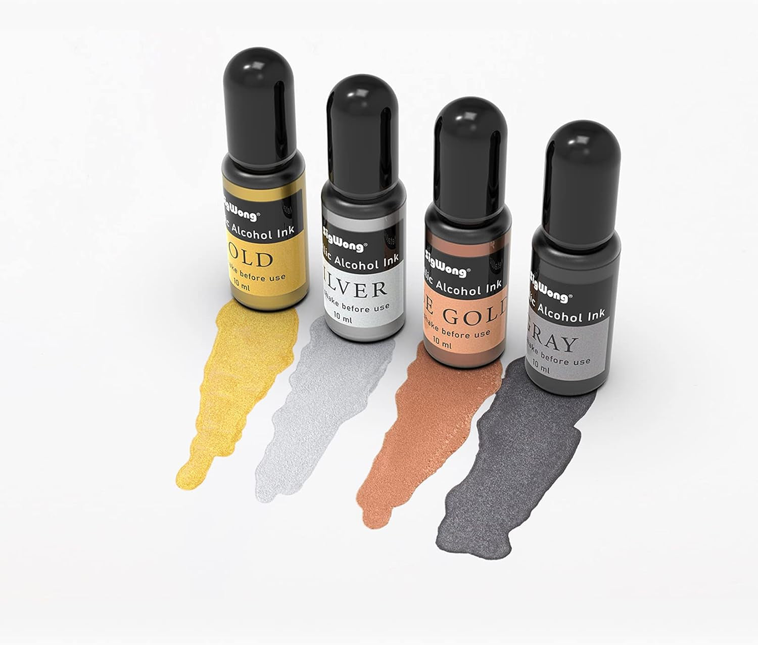 Metallic Alcohol Ink Set - 24 Metal Color Alcohol-Based Ink, Shimmer Mixatives Epoxy Resin Paint Colour Dye Great for Resin Petri Dish, Yupo, Coaster, Painting, Tumbler Cup Making(10Ml Each)