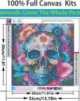 5D Diamond Painting Kits for Adults Beginners,Skull Flower Diamond Art Kit,Diy Full round Drill Diamond Dot Gem Art Kits for Adults,Home Wall Decor 13.78X13.78 Inch, Onesize, JK301-1