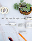 9 Rolls Calendar Washi Tape Set Date Day Week Month Number Calendar Washi Masking Tape Decorative Patterned Marking Tape for Arts Crafts Journal Planner