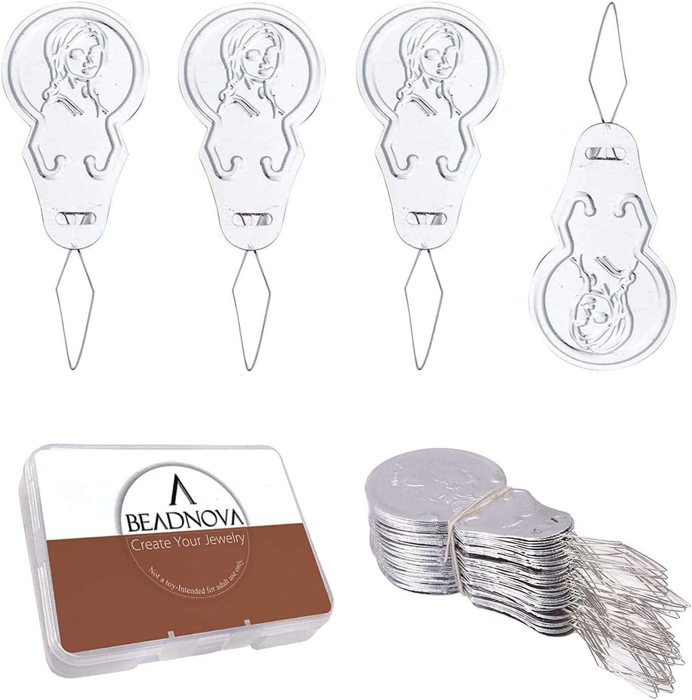 Needle Threaders 100Pcs Aluminum Sewing Needle Threader Tool Flower Head Needle Threaders for Sewing Small Eye Needles Embroidery Craft Knitting Quilting (100Pcs)