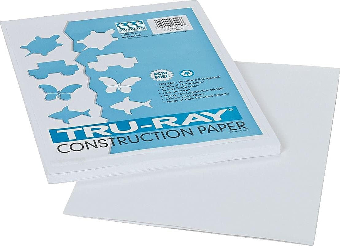 Pacon 103026  Construction Paper, 76 Lbs., 9 X 12, White, 50 Sheets/Pack