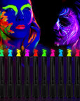 10 Color Glow in the Dark Face Paint,Uv and Black Light Neon Face and Body Painting Set Mardi Gras Halloween Masquerade Black Light Birthday Party Masquerade Party Supplies (10 COLORS)