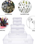 24 Pieces Mixed Sizes Rectangular Empty Mini Clear Plastic Organizer Storage Box Containers with Hinged Lids for Small Items and Other Craft Projects