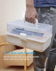 Art Supply Box Sewing Box 3 Layers Craft Organizers and Storage with Handle Tool Box Tackle Box Organizer
