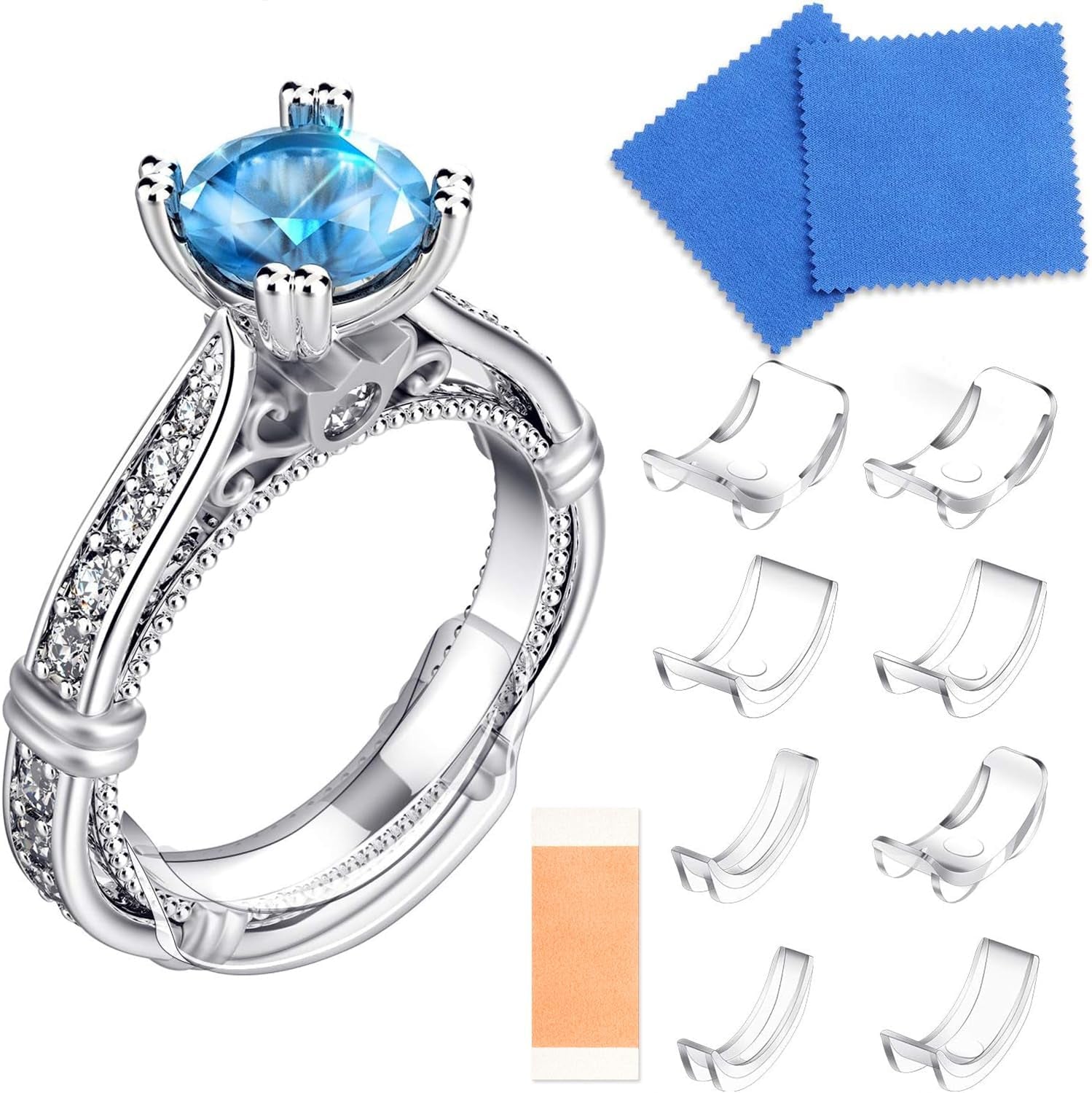 Ring Size Adjuster Invisible Ring with Double Sided Adhesive Tape Size Adjuster for Loose Rings Ring Adjuster Size Fit Any Rings Ring Guard Reducer