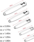 280 Pack 1-2.2 Inch Safety Pins Assorted Size Rust-Resistant Nickel Plated Steel Sharp Edge for Clothes, Sewing, Arts Crafts