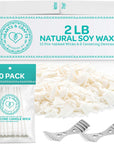 Natural Soy Wax for Candle Making - 2 Lbs Natural Soy Wax - 10 6-Inch Pre-Waxed Candle Wicks, 2 Metal Centering Devices, 2 Lbs Soy Wax Flakes - Candle Wax & Candle Making Wax Supplies