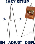 Instant Easel 64" Stand, Supports 10 Lbs., Heavy-Duty, Tripod Base, Powder Coated Steel Material, Collapsible, Black (27E)