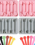 4 Pack Crayon Mold Crayon Recycling Molds Assorted 3D Crayon Molds Silicone Oven Safe Candy Chocolate Making Molds for Kids Wax Crayons Animal Flower Pen DIY, Pink Gray