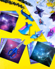 150 Sheets Double Sided Origami Paper Kit 6 X 6 Inch Beautiful Sky Scrapbook Paper Galaxy Outer Space Star Pattern Paper Easy Folding for Arts Crafts School Kids Teachers, 36 Designs (Vivid Style)