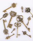 Vintage Skeleton Keys Set, Filigree Steampunk Keys, Antique Bronze Keys Charms Pendants, Different Style