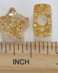 Star Beads Gold Glitter Sparkle 13Mm Pony Beads Made in USA