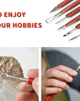 Clay Sculpting Tools, 6 PCS Double-Ended Stainless Steel Polymer Clay Tools, Wooden Handle Pottery Tools for Embossing, Carving Tools and Supplies