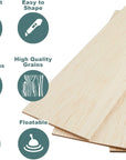 Balsa Wood Sheets Unfinished Thin Wood Pieces for Crafts 1/16 Thick 12"X4" - Pack of 6 (12"X4", Pack of 6)
