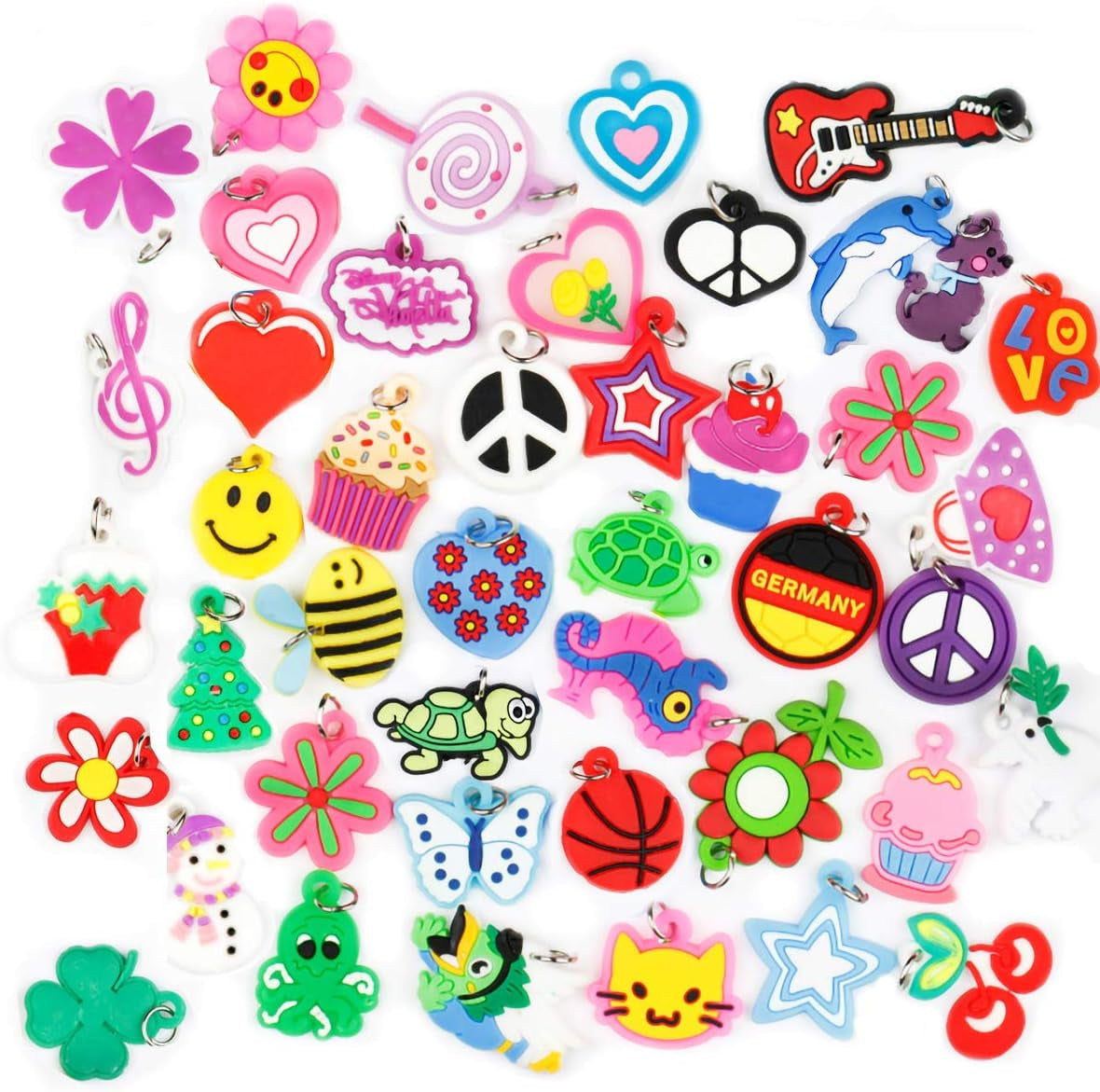 Rubber Loom Band Silicone Charm, Bracelet Charms,Loom Rubber Bands Charms,Bracelet Pendant, (100Pcs)