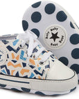 Unisex Baby Boys Girls High Top Sneaker Soft Anti-Slip Sole Newborn Infant First Walkers Canvas Denim Shoes
