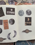 TIYPKE 200Pcs Aesthetic Stickers for Journaling - Vintage Scrapbook Stickers Journaling Supplies Space Moon Stickers Scrapbooking Supplies Paper for Bullet Journals Supplies Kit Junk Journal Planners