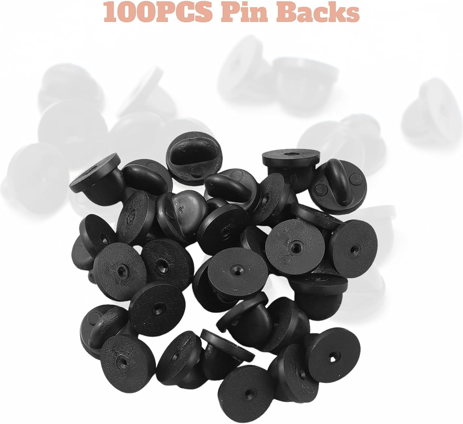 Rubber Pin Backs, 100PCS Lapel Pin Backs, Pin Safety Backs for Brooch Tie Hat Badge Insignia, Black