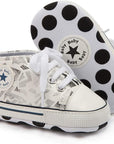 Unisex Baby Boys Girls High Top Sneaker Soft Anti-Slip Sole Newborn Infant First Walkers Canvas Denim Shoes