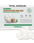 2LB Unscented Glycerin Soap Base DIY Handmade Soap Moisturizing Melt and Pour Soap Base for Crafting, Vegetable Glycerin & Coconut Oil, Easy to Cut (Transparent, 2LB)