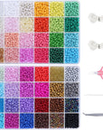 6720 Pcs 4Mm Seed Beads for Jewelry Making Kit, 6/0 48 Colors Bracelet Beads Pony Beads Waist Beads Kit with Pendant Charms Kit and Letter Beads