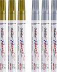 Gold and Silver Paint Marker Pens - 6 Pack Permanent Oil Based Metallic Paint Pen, Medium Tip, Quick Dry and Waterproof Markers for Stone, Wood, Metal, Plastic, Canvas, Glass, Ceramics, Rubber, Stone