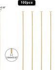 24K Gold Flat Head Pins, 100Pcs 35Mm 304 Stainless Steel Jewelry Making Pins 23 Guage Beading Pin Bendable Wire Pin for Earring Pendant Bracelet Necklace Jewelry DIY Craft