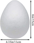 Foam Eggs 6Pcs 6 Inch (15Cm) White Craft Polystyrene Eggs Smooth for Spring Easter Halloween Christmas Holiday Crafts Making Handmade DIY Painting School Projects