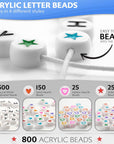 800 PCS Letter Beads for Bracelets, Colorful Alphabet Beads for Jewelry Making with Acrylic round Beads, Heart, Star Charms and 52' Elastic String Thread (Multicolor800)
