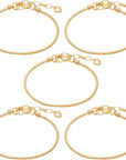 5Pcs Chain Bracelets Kit Silver Plated Snake Chain with Heart Lobster European Charm Bracelet for Christmas DIY Women Jewelry Findings Bracelet Making (Gold)