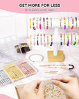 1740 Pieces Gold Beads for Friendship Bracelets Making Kit, 8 Shapes Organized Jewelry Making Supplies Spacer Beads Set with Rhinestones Crafts Gifts for Teen Girls Ages 6 7 8 9 10 11 12
