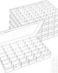 5 Pack 36 Grids Clear Plastic Organizer Storage Box Container, Craft Storage with Adjustable Dividers for Beads, Art DIY, Crafts, Jewelry, Fishing Tackle with Label Stickers