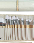 Paint Brushes Set of 24 Pieces Wooden Handles Brushes with Canvas Brush Case, Professional for Oil, Acrylic and Watercolor Painting