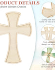 24 Pcs Unfinished Wooden Crosses for Crafts 8.9 X 6.5 Inch Large Blank Wooden Cross with String DIY Christmas Religious Craft Hanging Crosses Ornaments Wood Cross Bulk Projects Home Wall Decor