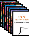 Diamond Art Frame 12X16 Inch - Diamond Frames 30X40 Cm Painting Suitable for 10X14Inch Picture, Diamond Frames Magnetic Self-Adhesive,Suitabble Frames Painting for Wall Window Door - 8 Pack (Black)