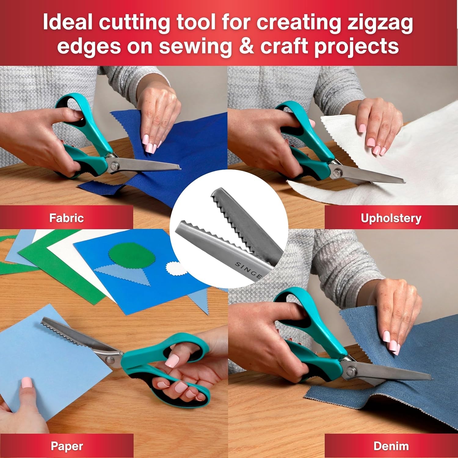 Proseries 9" Pinking Shears - Heavy-Duty Stainless Steel - Zigzag Cut for No-Fray Fabric, Sewing & Craft Edging
