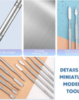 5 Pieces Miniature Sculpting Tools Set Mini Stainless Steel Double-Headed Tool for Model and Convert Plastic, Resin and Metal Tabletop War Game Miniatures Models