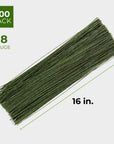 300 Pieces Green 18 Gauge Floral Wire Stems for DIY Crafts, Artificial Flower Arrangements (16 In)